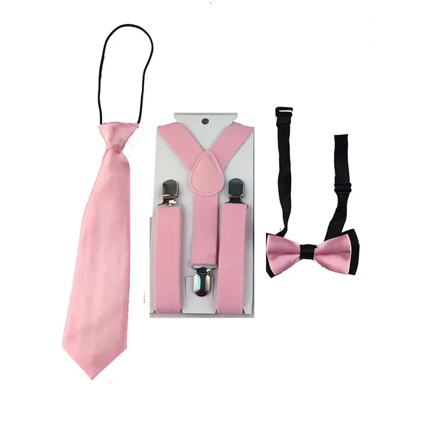 Pink Комплект из 3 предметов для маленьких мальчиков и девочек, детские подтяжки, регулируемые Y-Back подтяжки, Бабочка, галстук-бабочка, комплект свадебной От 1 до 8 лет, YHHtr0009 - Цвет: Pink