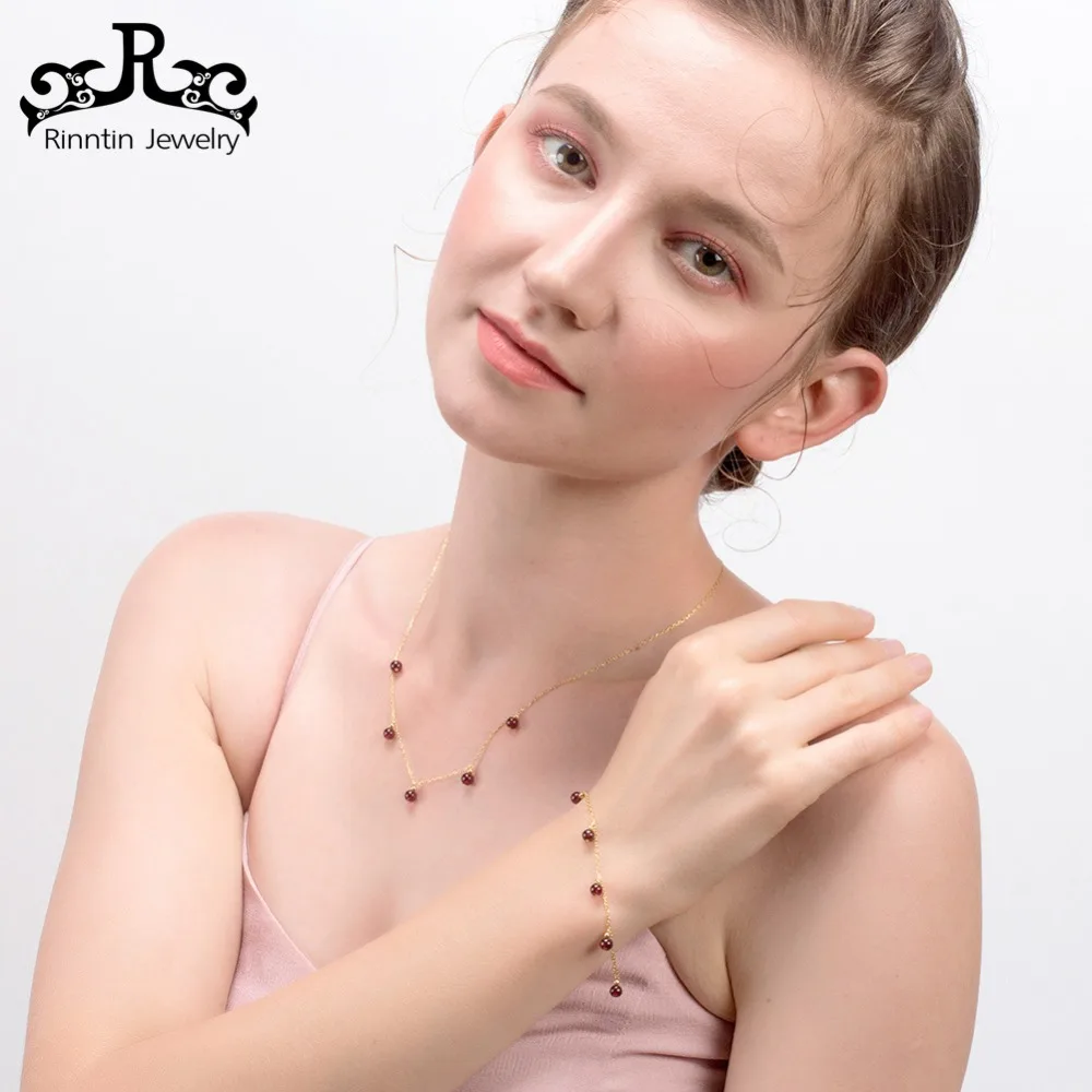 Effie queen 925 пробы серебряные Красные ожерелья «Гранат» и подвески вечерние ювелирные изделия для женщин подарок на день рождения TSN149-R