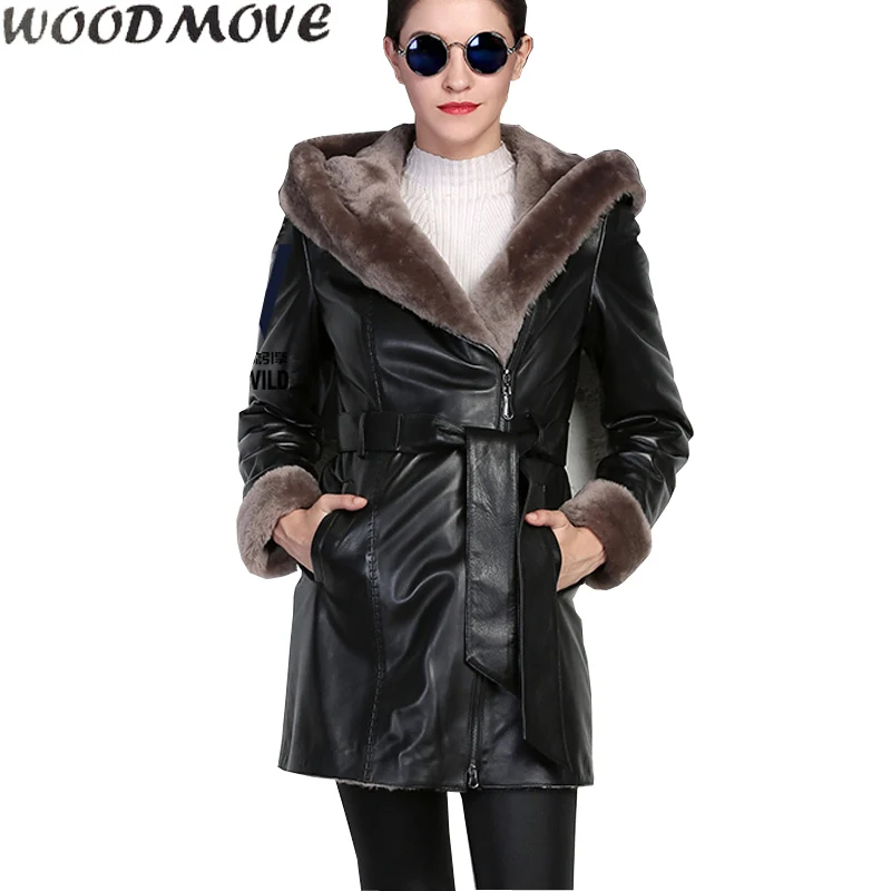 Женская куртка из натуральной искусственной кожи пальто с длинным рукавом