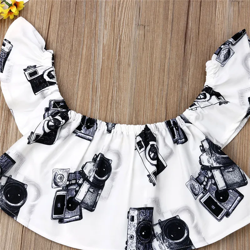 Комплект летней одежды из 2 предметов для девочек Повседневная футболка с