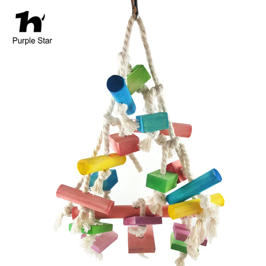 Фиолетовая звезда питомец попугай красочные деревянные жевательные блоки