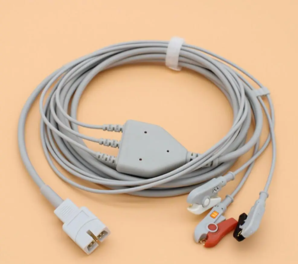 Для MEK 3 lead ecg cable MP1000 MP600 MP500 one piece DB9 leading and leadwire Snap Clip Vet clip AHA или IEC TPU cable| |