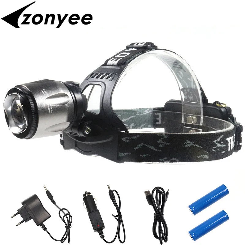 Фонарик лоб CCREE T6 светодиодный перезаряжаемый налобный фонарь передняя фара