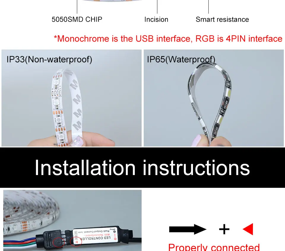 RGB светодиодные полосы Водонепроницаемый 5050 DC 5 в USB светодиодный свет гибкие полосы ленточное освещение 50 см 1 м 2 м 3 м 4 м 5 м Добавить пульт дистанционного управления для подсветки телевизора