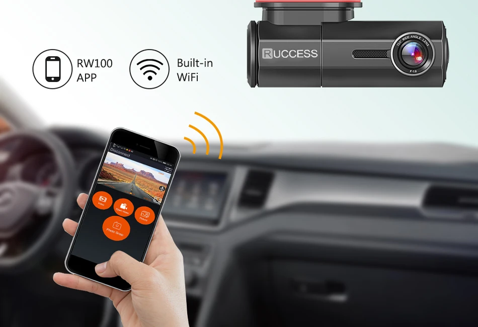 RUCCESS Автомобильный видеорегистратор Full HD 1080P видеорегистратор с Wi-Fi Автомобильная камера рекордер 24H монитор парковки ночное видение английская/Русская версия