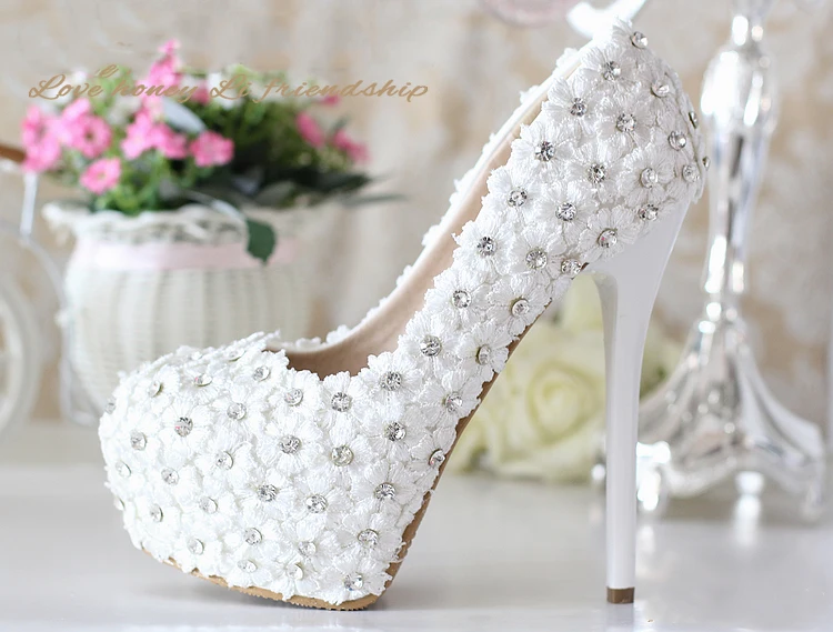 Женская Обувь Дамы Жемчужный Кристалл Алмаза Свадебная Водонепроницаемый
