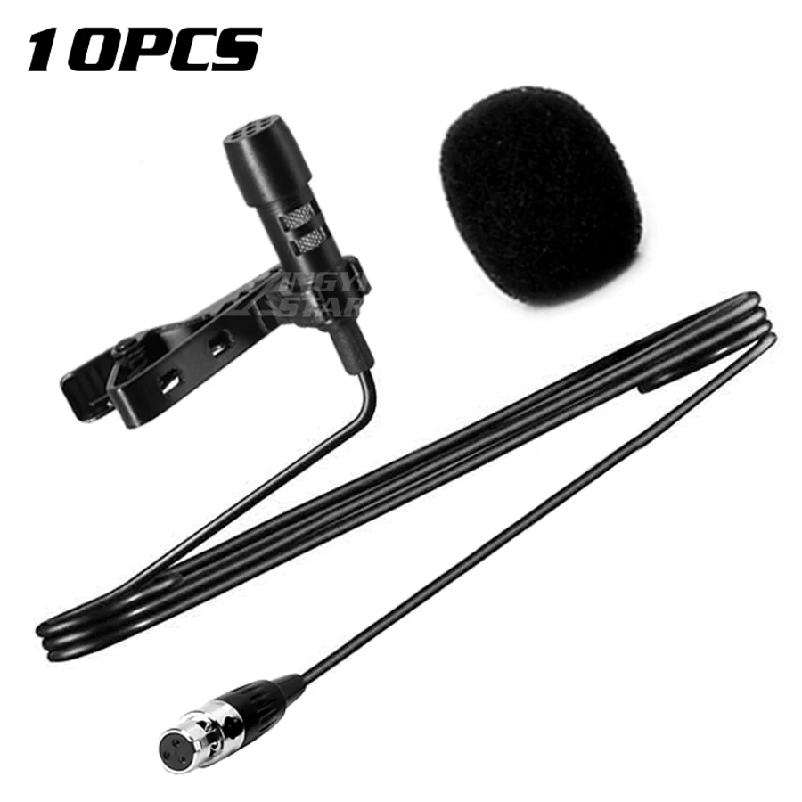 

10Pcs Mini XLR 3 Pin TA3F Tie on Clip Lavalier Mic Lapel Microphone Mike For Samson Wireless Karaoke System Bodypack Transmitter