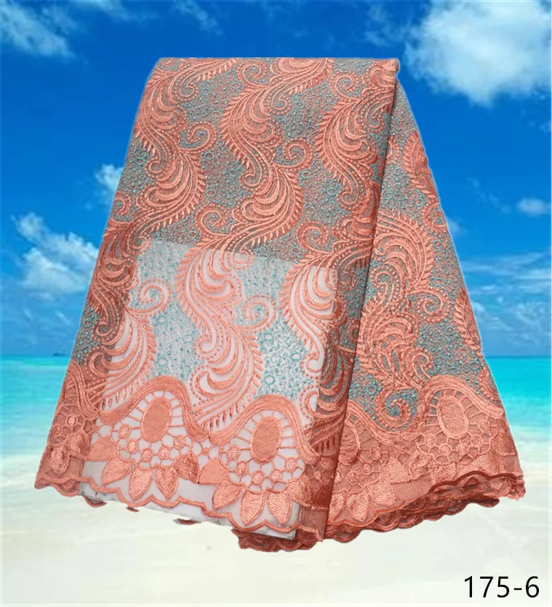 

Latest Woman Nigerian Lace Fabrics 2019 High Quality African French Lace Fabric With Stone And Stones For Wedding Dress 175