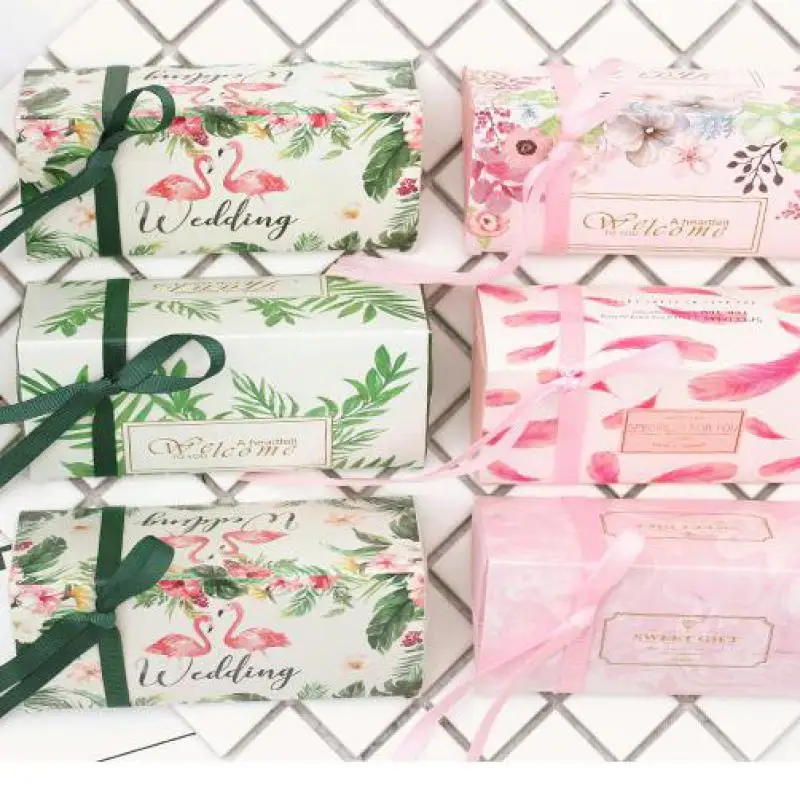 100 шт. Новая креативная коробка для конфет с лесными зелеными листьями Bomboniere