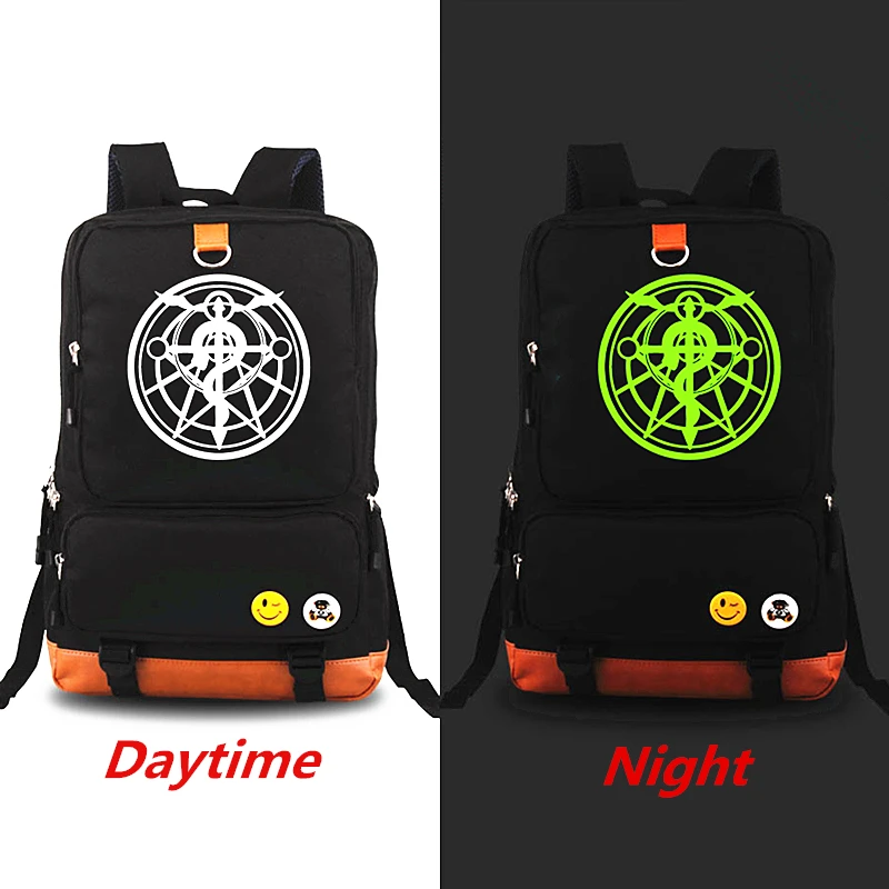 Стальной алхимик Светящийся рюкзак школьные рюкзаки для девочек мужские