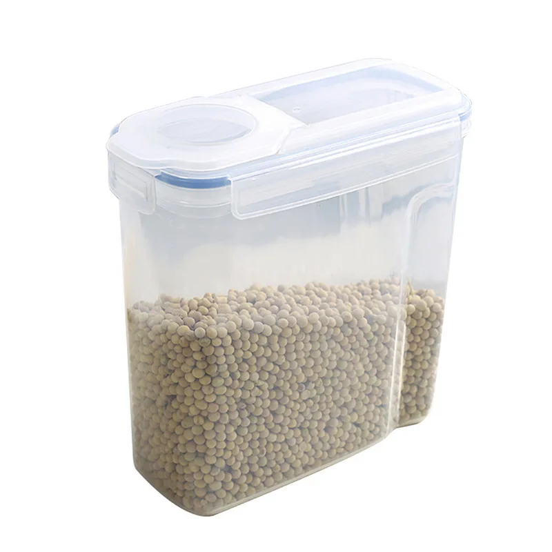 Urijk 4L/2.5L/1.1L квадратные пластиковые емкости для хранения, кухонная коробка для хранения, диспенсер для зерновых, контейнеры для хранения зерновых - Цвет: 4L blue