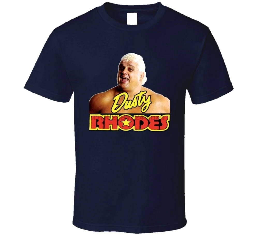Dusty Rhodes Классическая футболка для борьбы хлопковая Мужская с круглым воротником