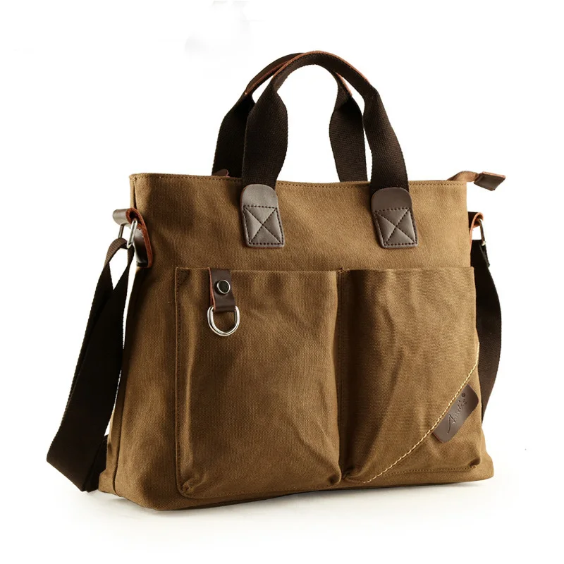 Brown ATAXZOME модная мужская сумка, высокое качество, холщовые портфели, износостойкие Легкие мужские деловые сумки, подарок для мужчин B1028 - Цвет: Brown
