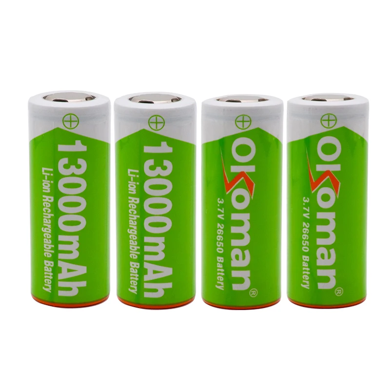 Okoman 26650 батарея 3 7 v 13000mah литий ионная аккумуляторная использование для фонарика
