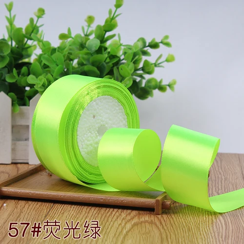 Fluorescent green 25 ярдов/рулон) сатиновая подарочная лента Свадебная Упаковка для рождественской вечеринки украшения сделай сам, с лентой, с местом для рулон ткани(6/10/12/15/20/25/40/50 мм - Цвет: Fluorescent green