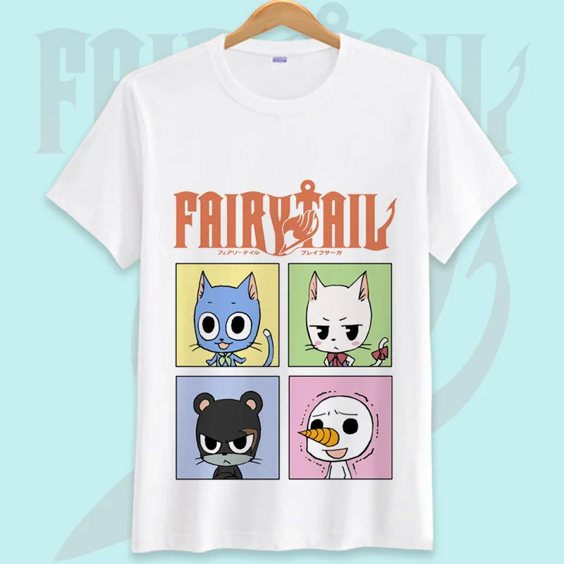 Fairy Tail печатная Мужская футболка из хлопка Одежда с овальным вырезом Футболки