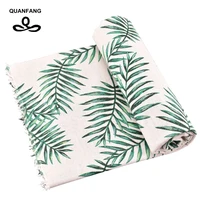 quanfang green leaf series printed cotton linen fabric for diy quilting sewing sofatableclothescurtainbag cushion material