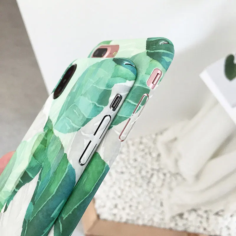 Boucho модный художественный чехол для телефона с зелеными листьями iPhone 8 6 6S 7 Plus X
