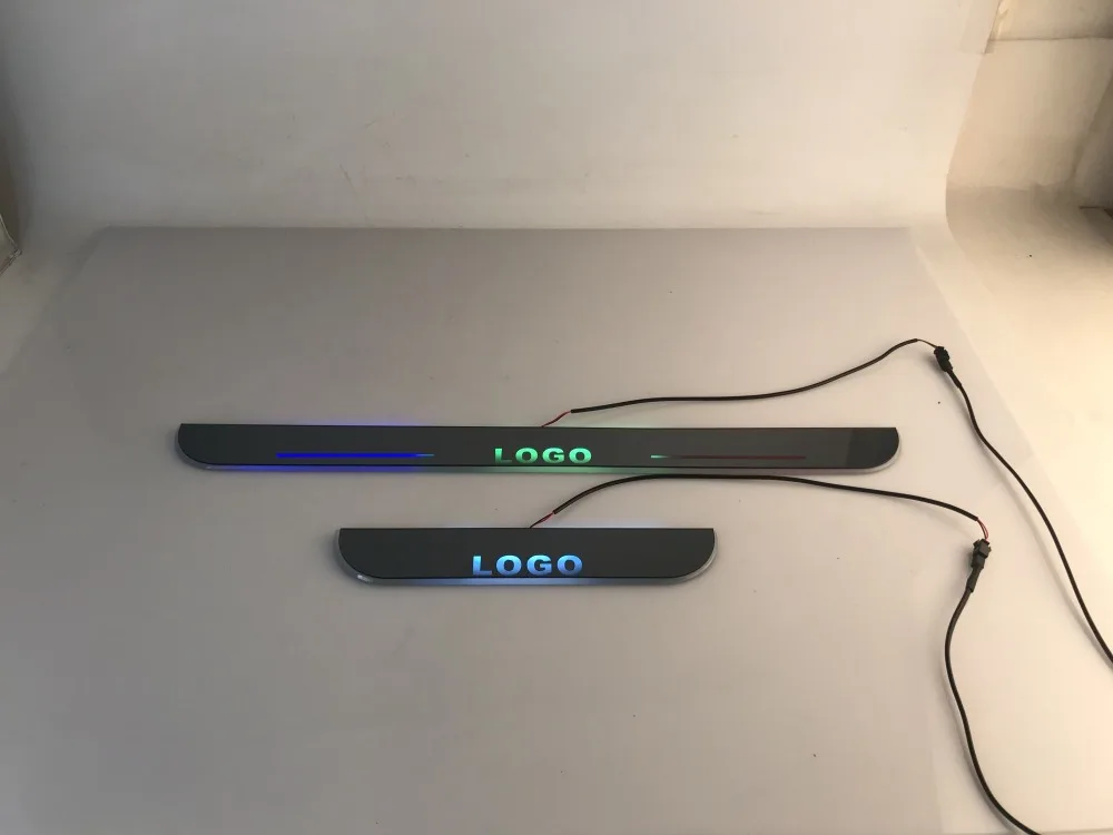 

WOOBEST acrylic led moving door scuff dynamic welcome light sill with colors changing flat plate lining strips for Daewoo