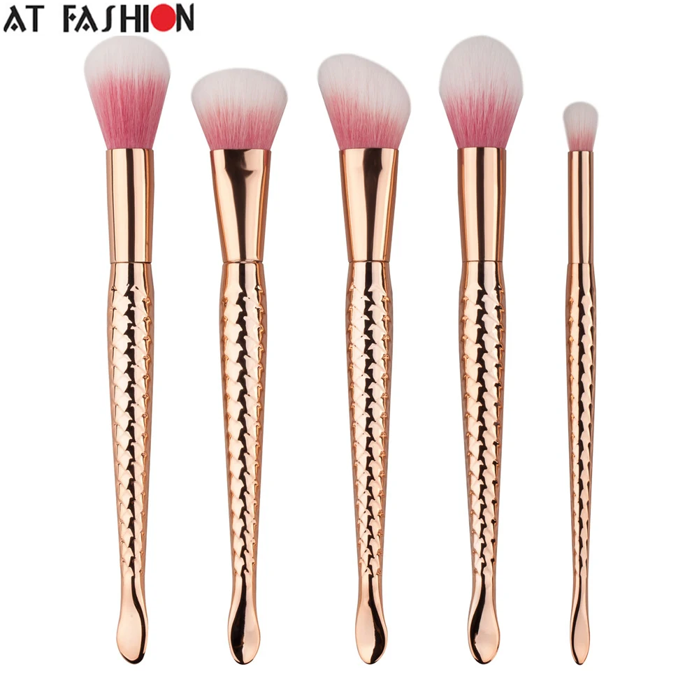 Новинка 2017 года 5 шт. розовое золото набор кистей для макияжа Русалка дизайн