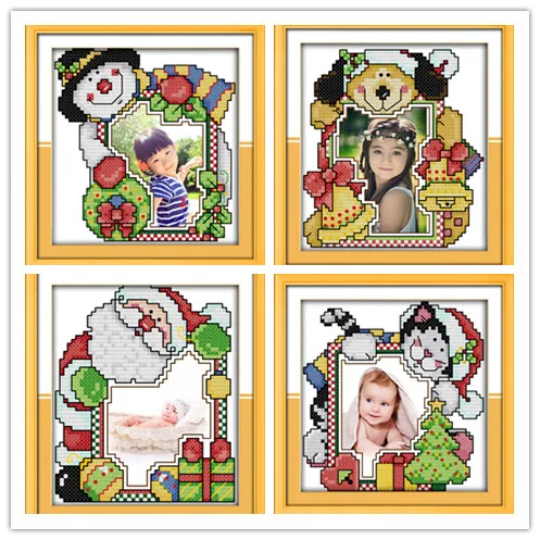 Christmas Photo Frame Home Decor 11Ct Printed Embroidery Needlework Diy DMC Kits in Cross-Stitch Package | Дом и сад