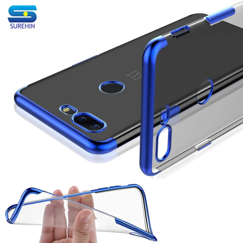 

SUREHIN Nice luxury phone case for one plus 6 6T 5 5T cover silicone case red rose gold transparent soft clear slim thin case