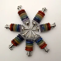natural stone 7 reiki chakra pendulums pendant necklace wheels of life gems jewelry making wicca dowsing 5pcs wholesale