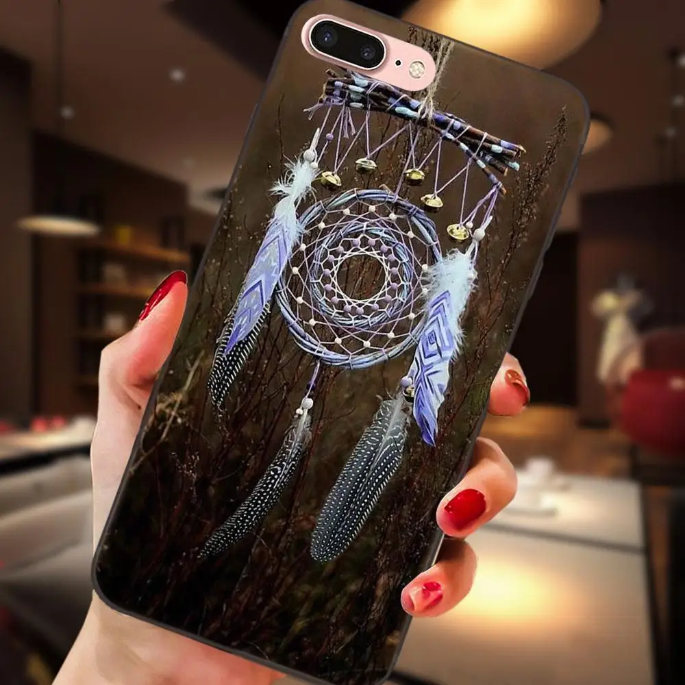 as picture Мягкая резиновая чехол для телефона для Apple iPhone 4 4S 5 5S SE 6 6 S 7 8 Plus X XS Max XR Винтаж Ловец снов - Цвет: as picture
