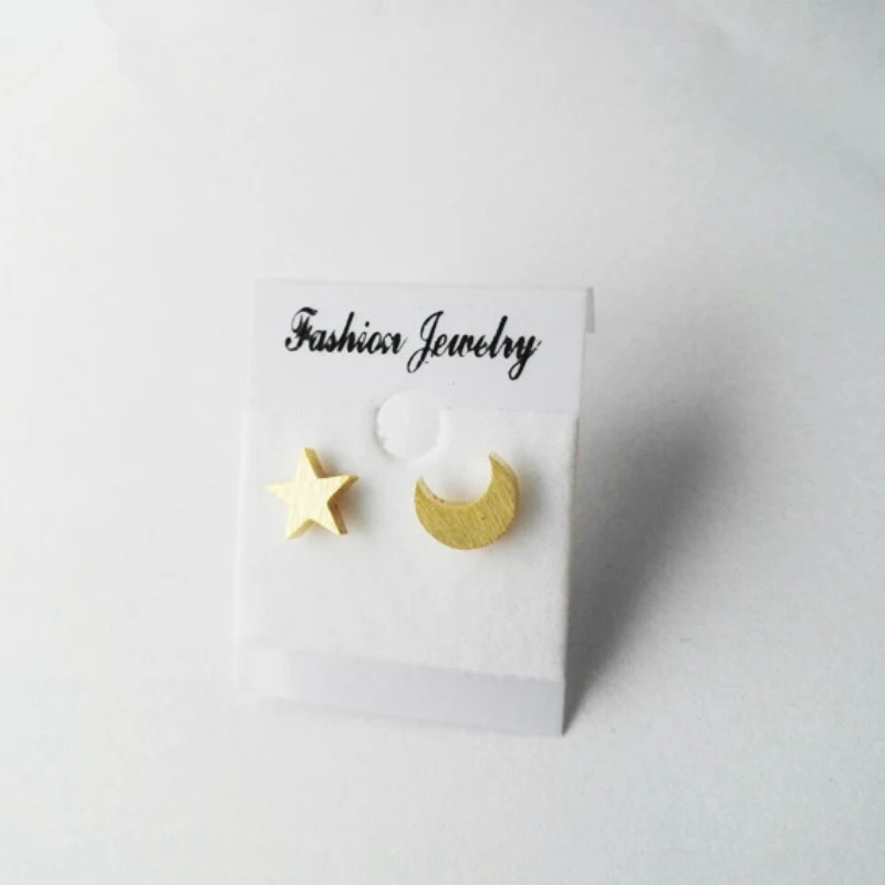Dainty Asymmetrical Crescent Moon And Star Stud Earrings Women Celestial Mismatched Mini Studs Boho Minimalist Mothers Day Gift | Украшения
