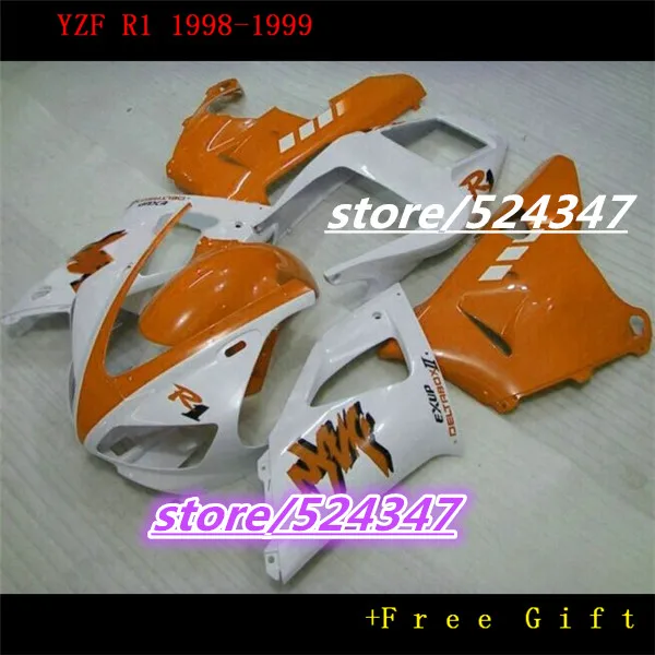 

Fei-Custom Motorcycle plastic fairings kit for 1998 1999 YZFR1 98 99 YZF R1 white orange bodywork fairing set