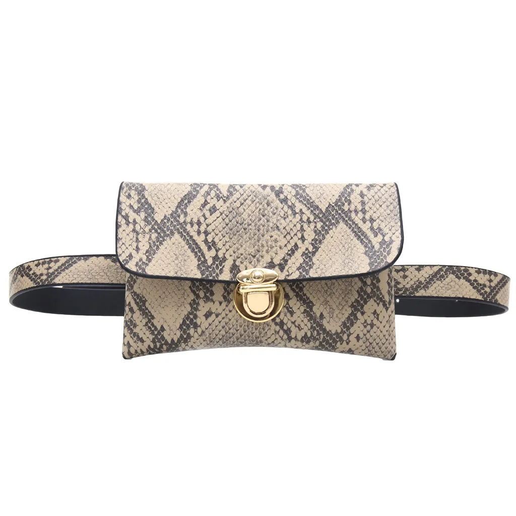Бежевый Waist Bag Female Belt New Brand Fashion Serpentine Chest Handbag Unisex Fanny Pack Ladies Waist Belly Bags Purse Teenager#DX - Цвет: Бежевый