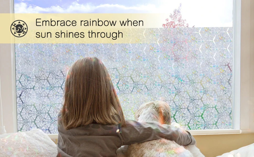 Funlife Vinyl Self-adhesive Window Privacy Film 3D Static Cling Window Glass Film Decorative Anti UV Window Sticker
