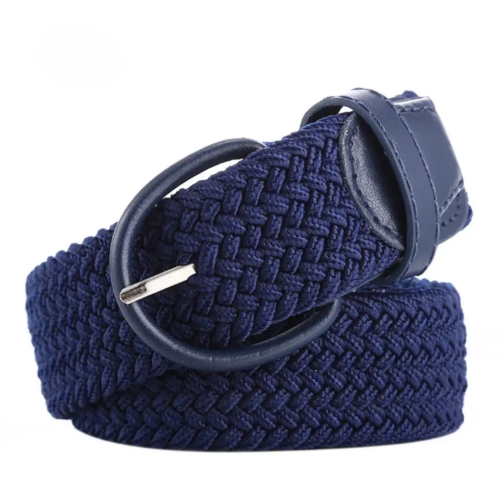 Blue Модный Эластичный пояс из парусины, металлический гипоаллергенный, корейский стиль, вязаные джинсы с пряжкой слаксы, пояс для мужчин и женщин, Новинка - Цвет: Blue