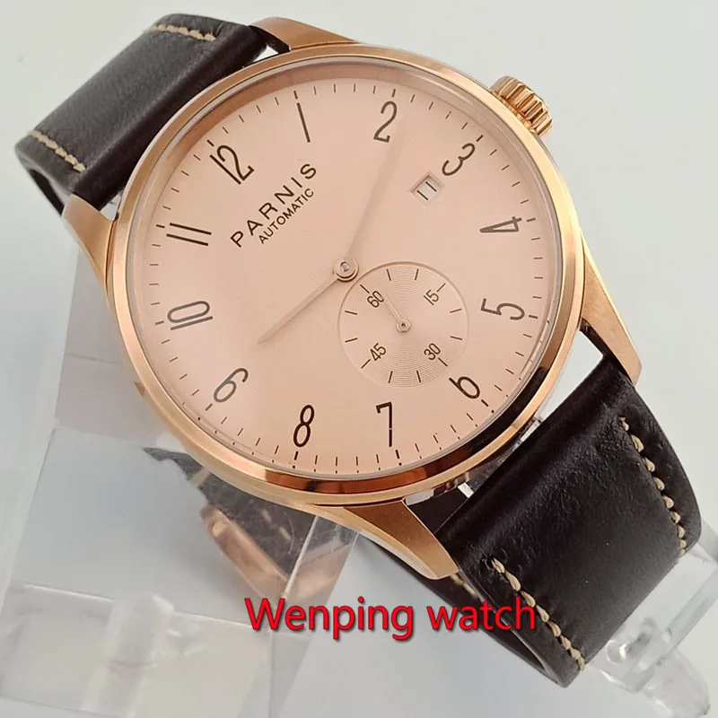 Новая мода Parnis 41 мм наручные часы кофе/бледно-красная поверхность как показано