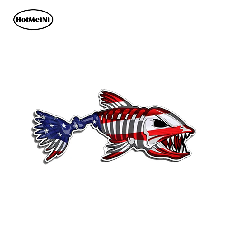 HotMeiNi автомобильный Стайлинг Bone Fish USA Печатный Цифровой 3D стикер для грузовика