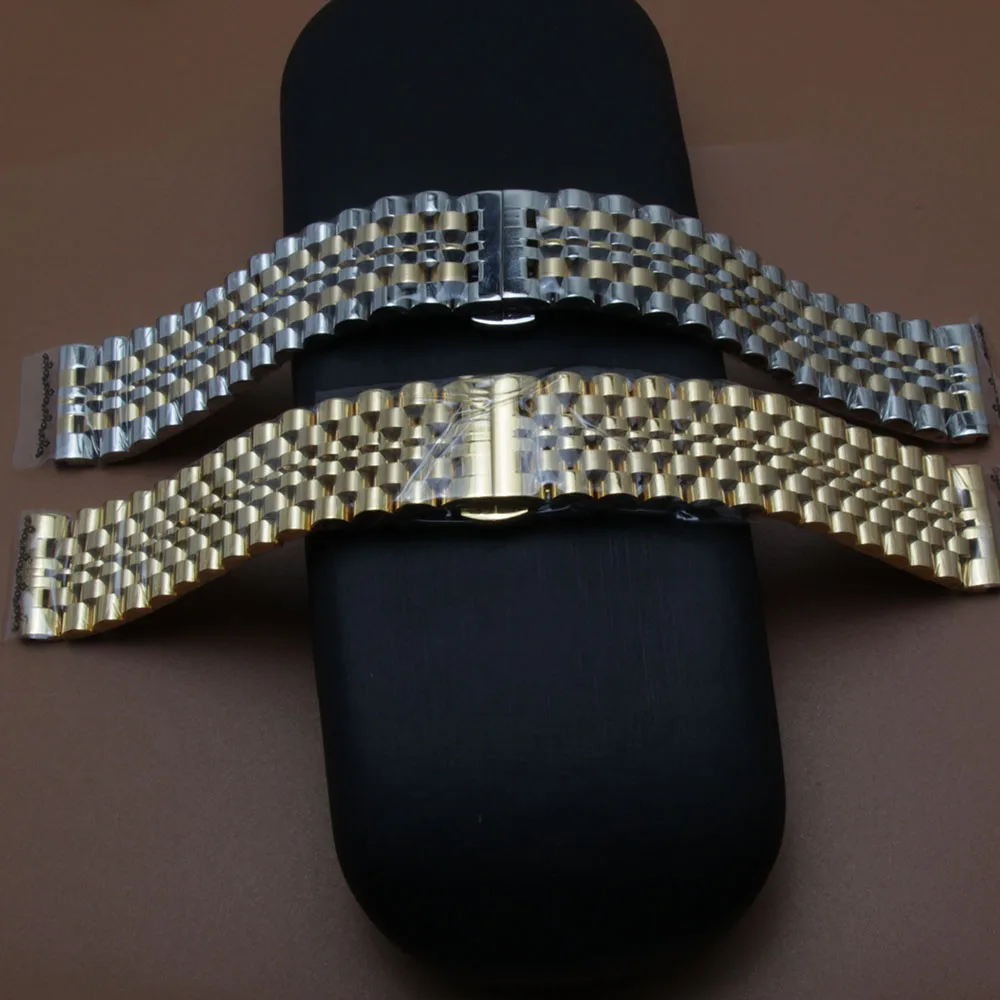 

New Stainless Steel Watch Band Straps 18mm 19mm 20mm 21mm 22mm gold Polished Mens Luxury Replacement Metal Watchbands Bracelets