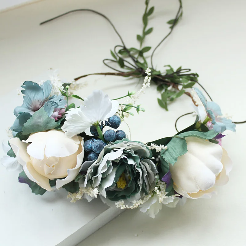 Женский обруч для волос эластичный с цветами розы|hairband wedding|wedding brideflower hairband wedding |