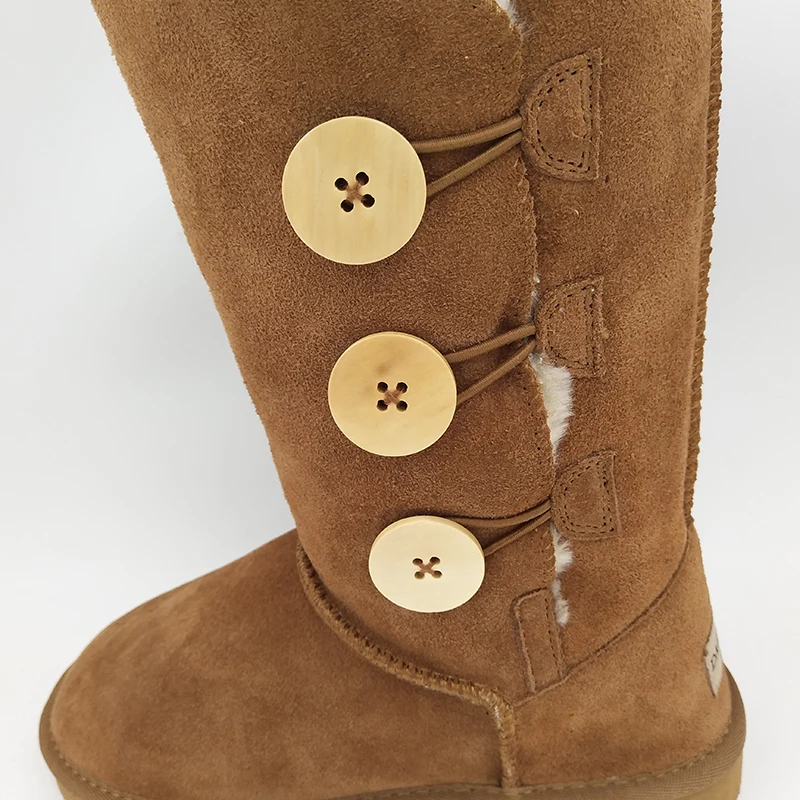 DAGNINO Original Brand Australia Classic Three Button Snow Boots Women's Genuine Cowhide Leather Winter Warm Shoes Botas Mujer