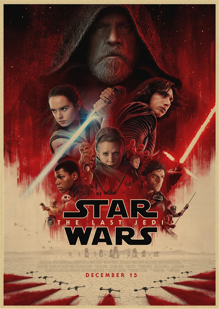 Оранжевый Звездные войны последний джедай крафт-бумага плакаты Спальня Гостиная Декор Звездные Войны Плакат для дома - Цвет: Оранжевый