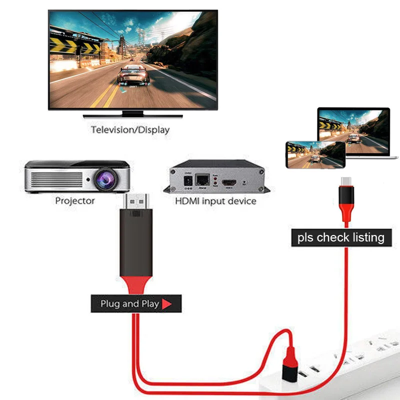 2 м Тип C HDMI кабель Android телефон к ТВ адаптер USB C HD ТВ видео ссылка для MacBook Dell ASUS samsung S8 S9 S10 Plus Note10+ htc