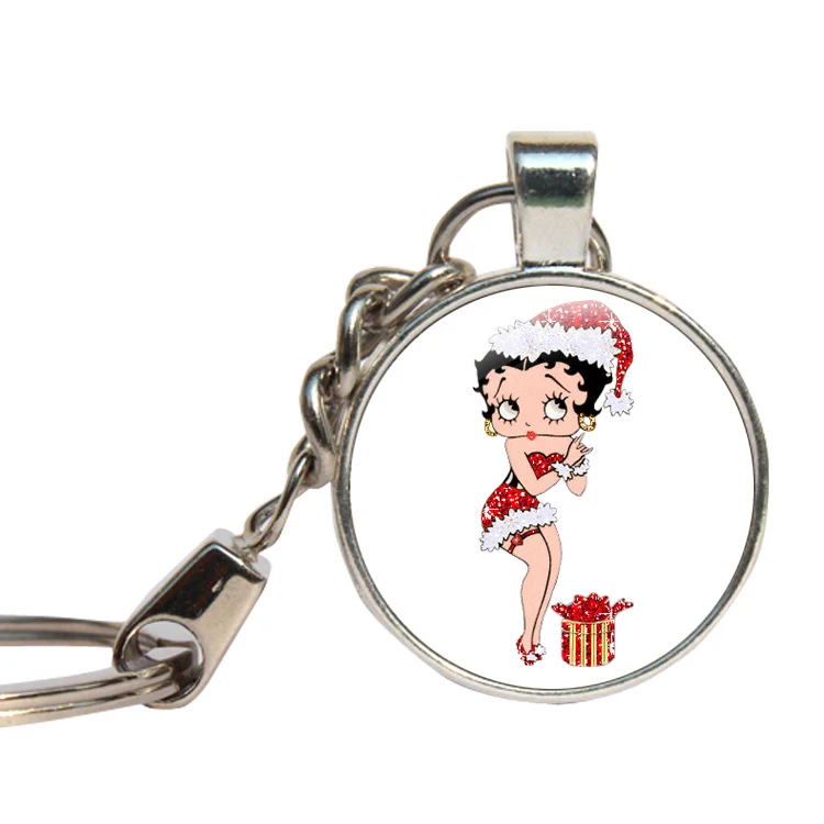 Betty Boop брелки прекрасные Обувь для девочек 80-х Винтаж Sexy Lady Брелоки для автомобиля Стекло Купола Брелок кабошон ключ ювелирные изделия ghildren день подарок - Цвет: As shown