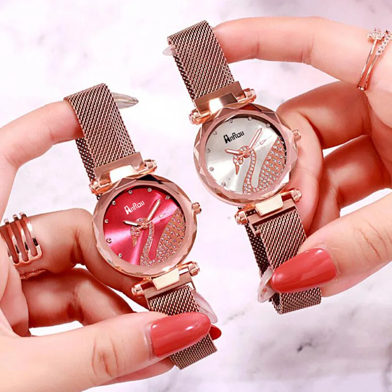 Модные роскошные женские часы водонепроницаемые розовые золотые стальные