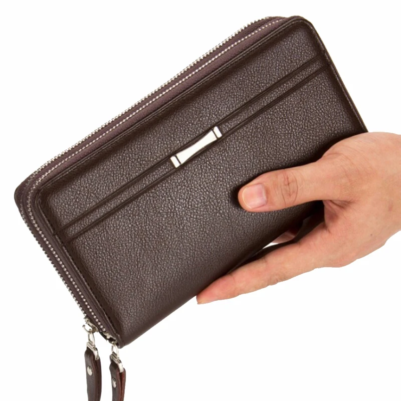 

Men Wallets With Coin Pocket Long Zipper Coin Purse For Men Clutch Business Male Wallet Double Zipper Vintage Large Wallet Purse