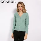 Женский кардиган с V-образным вырезом GCAROL, вязаный жакет яркого цвета из 30% шерсти в минималистичном стиле, элегантный стретч-трикотаж на осень и зиму, S-2XL