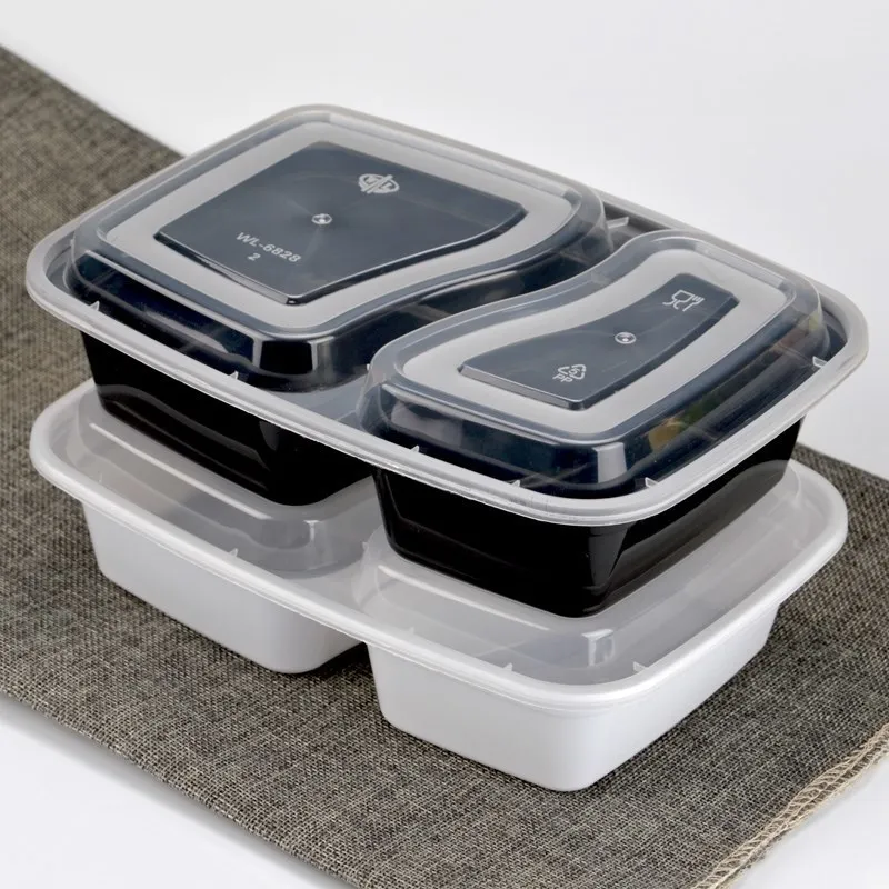 

10 шт. 2 отсека Пластик многоразовые бенто коробка еды хранения Еда преп Коробки для обедов многоразовые от боли в спине контейнеры дома Ланч-...
