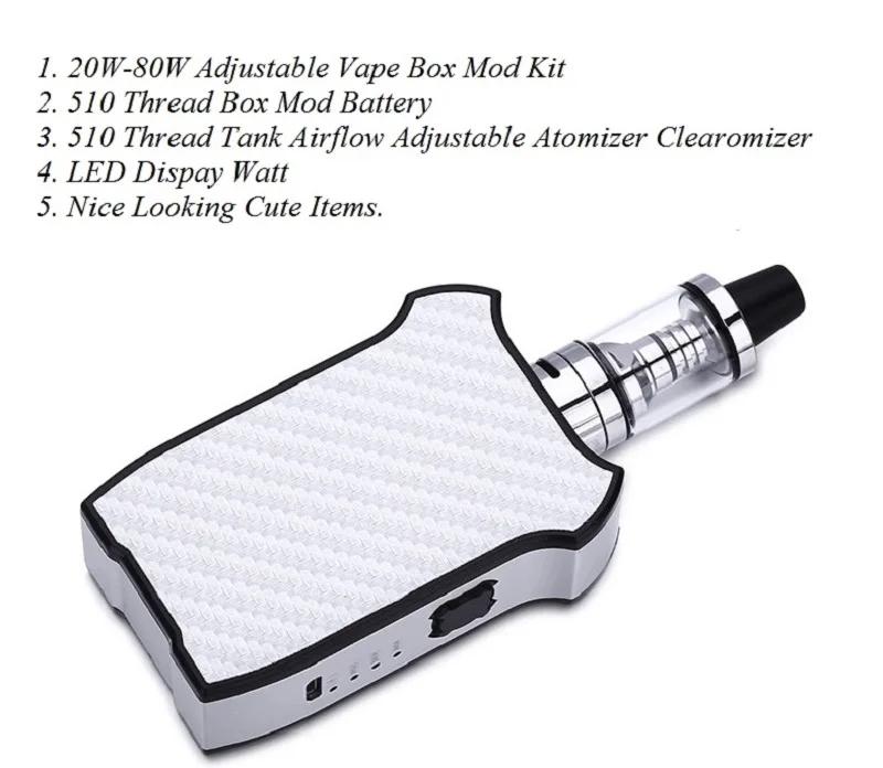 Электронная сигарета 80 Вт Vape Kit Mech Box Mod Vaping 20 до управляемый испаритель 2200 мАч