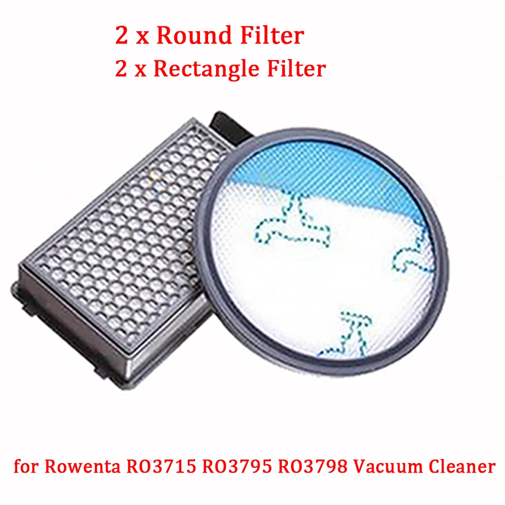 

4pcs Round & Rectangle Filter for Rowenta RO3715 RO3795 RO3798 Vacuum Cleaner Compact Power Accessories Replacement Hepa Filters