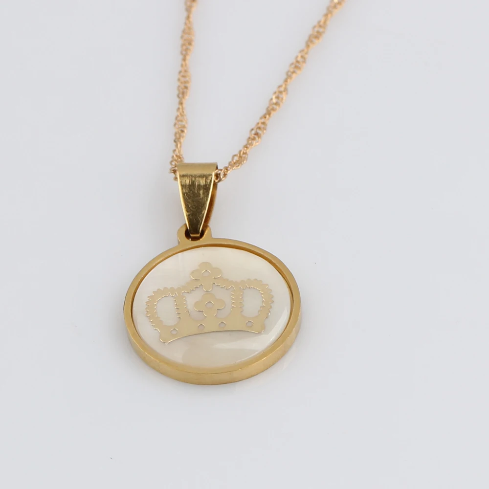 Подвеска в виде короны с драгоценными камнями ожерелье из нержавеющей стали