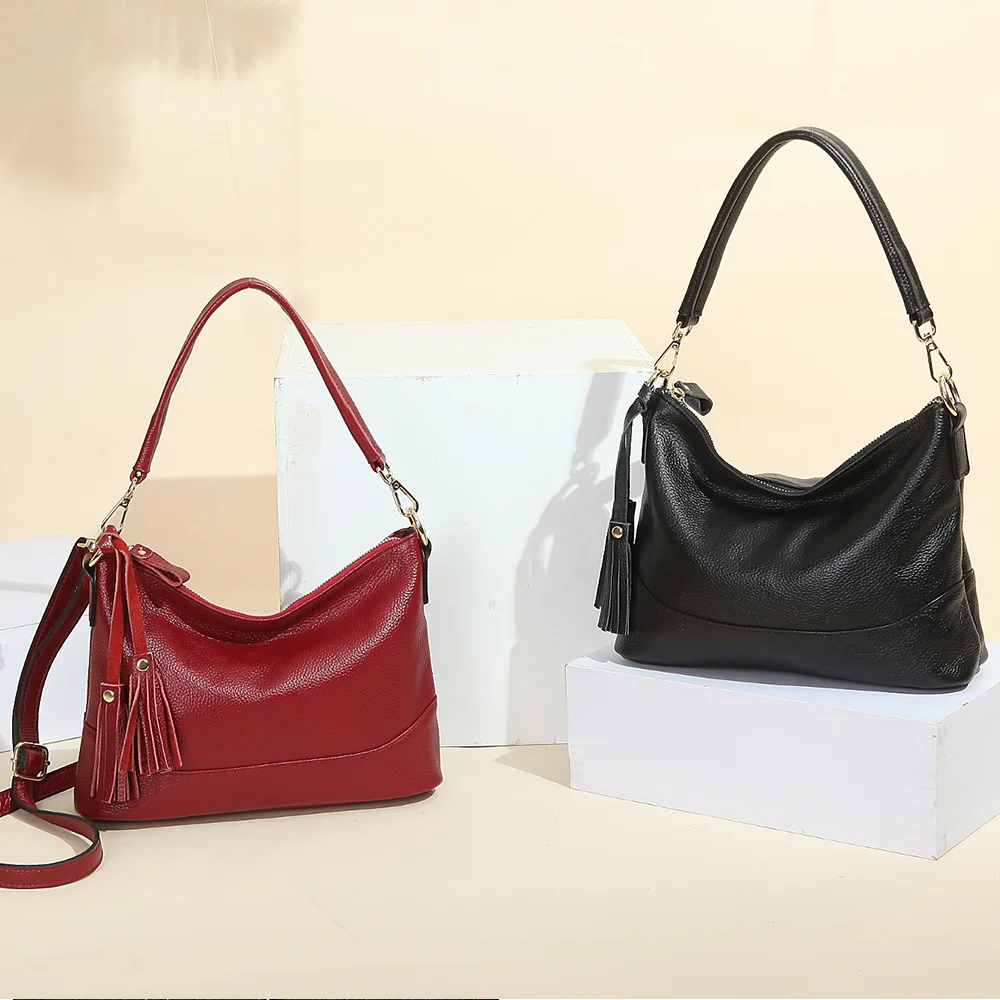 Zency Fashion Hobos 100% натуральная кожа женская сумка на плечо черный серый цвет женские