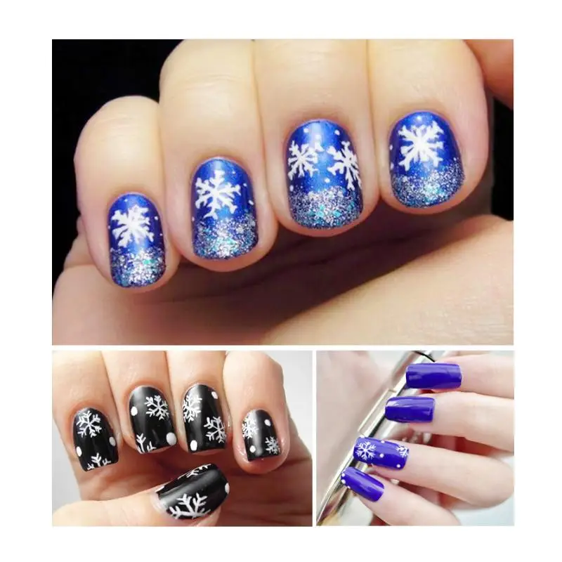 Четыре лилии 1 рулон белый снег цветок стикер для дизайна ногтей фейерверк